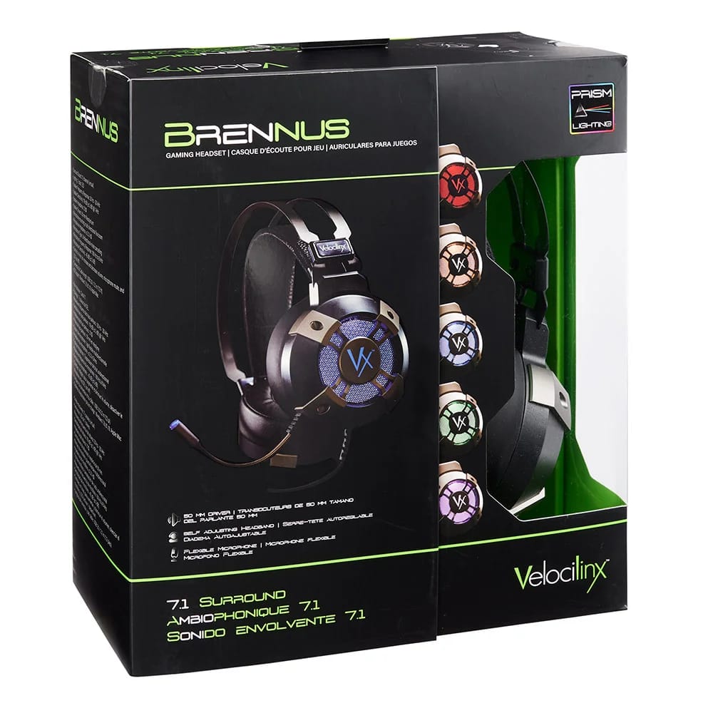 Velocilinx Surround Sound USB Gaming Headset, Silver/Black