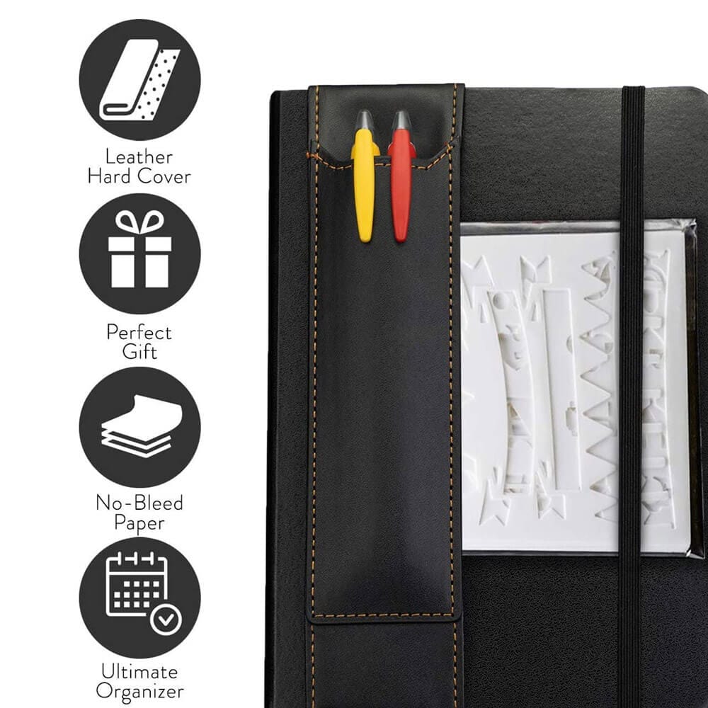 Rise and Shine Publishing Bullet Notebook Journal Set with 10 Pens, 12 Stencils, & 3 Bookmarks