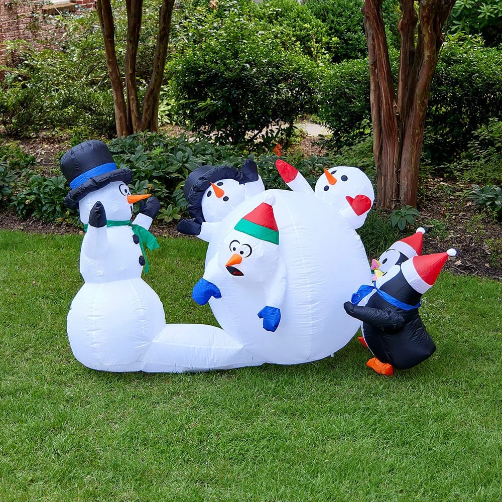 4' Winter Fun Snowman & Penguin Inflatable