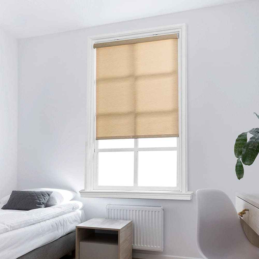 Cordless Textured Fabric Roller Shade, Sand, 39" x 66"