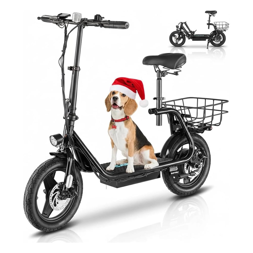 Caroma Electric Scooter with Seat, Black