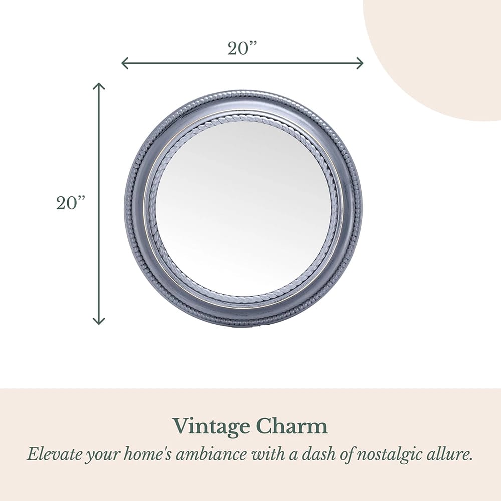 Hamilton Hills 20" Rustic Round Mirror, Gray