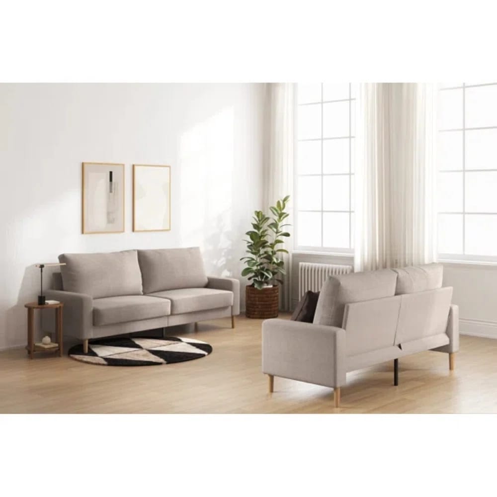 Zinus Colton Upholstered Loveseat, Beige