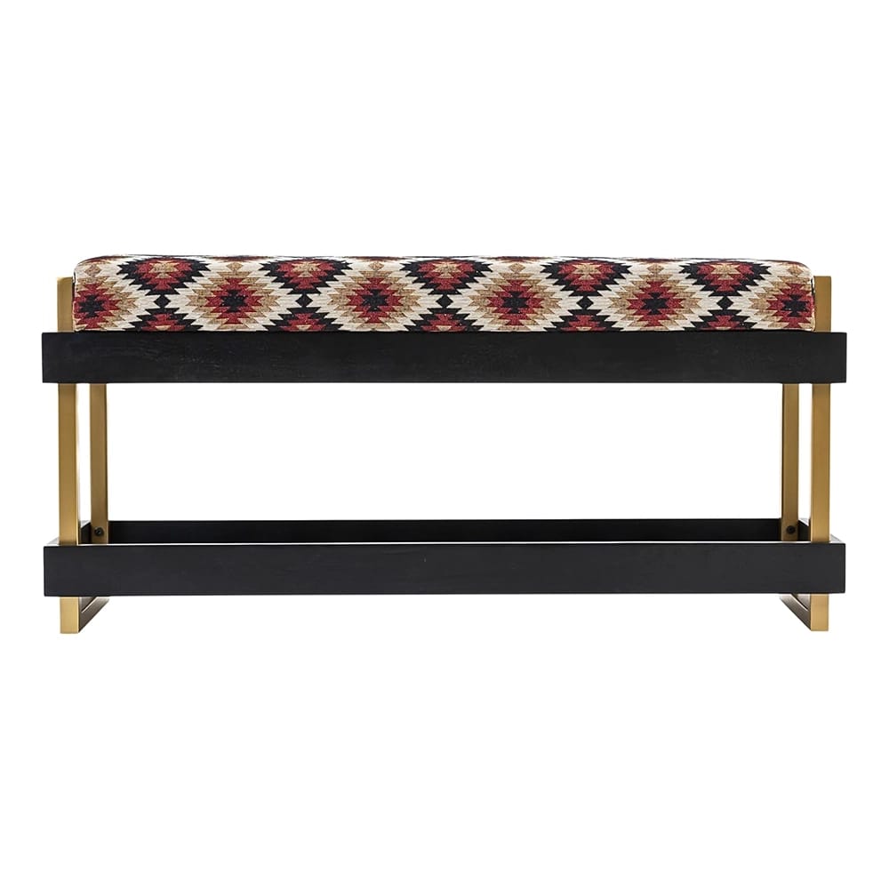 Albany Living Upholstered Bench with Wooden Shoe Rack, Red/Black