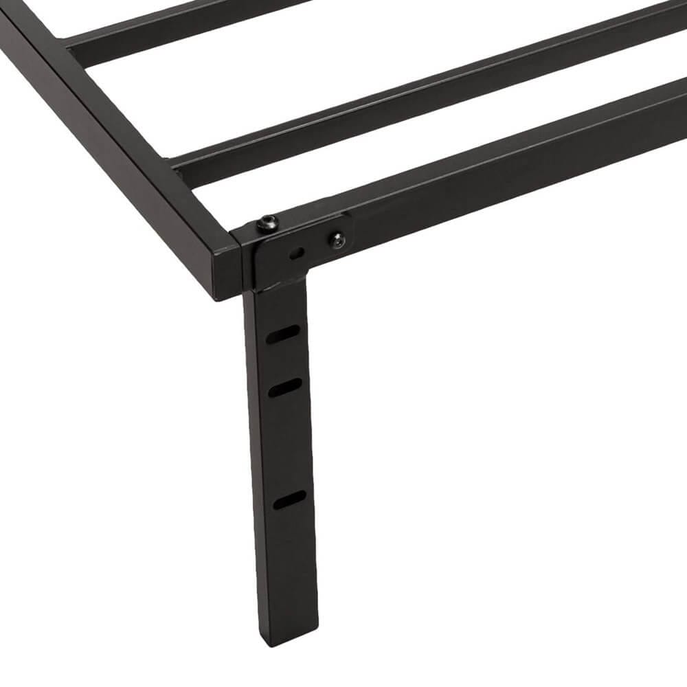 HeavyDuty NonSlip Bed Frame with Steel Slats, Queen, Black