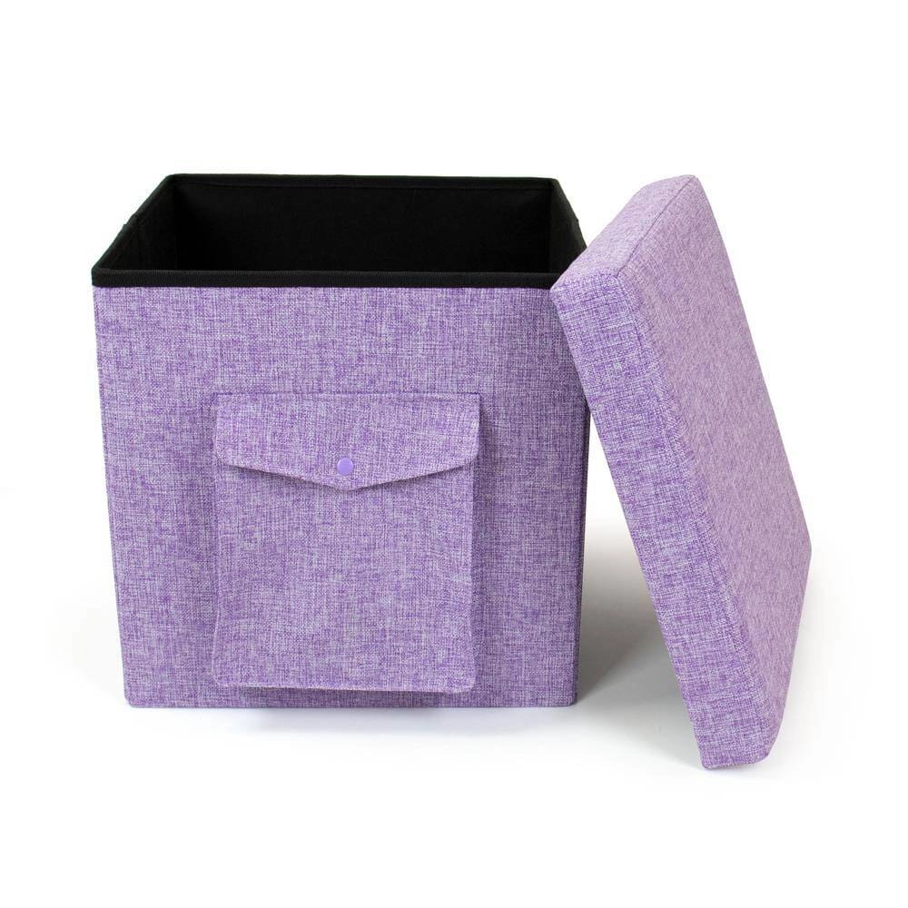 Humble Crew Folding Storage Ottoman Cube, Purple