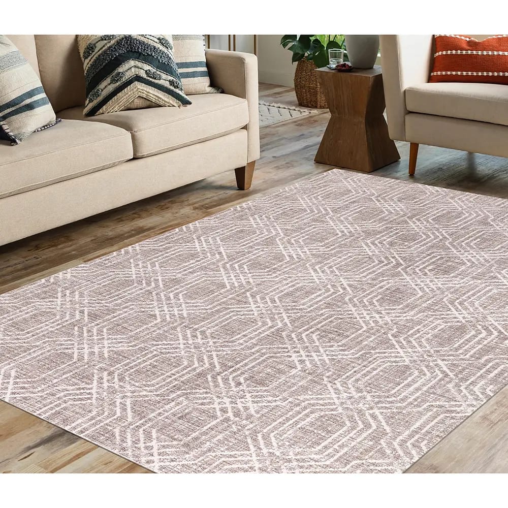 Hazel Collection 9' x 12' Crosshatch Area Rug, Gray & Ivory