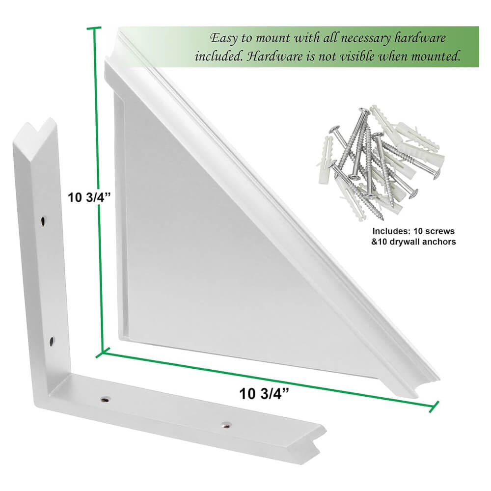 Greenco Floating Corner Shelf, Set of 2, White