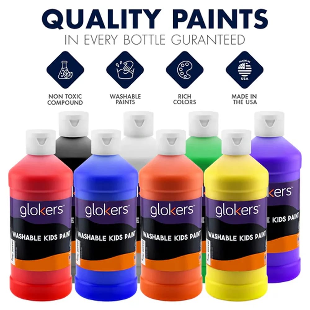 Glokers Washable Kids Paints, 8 Colors