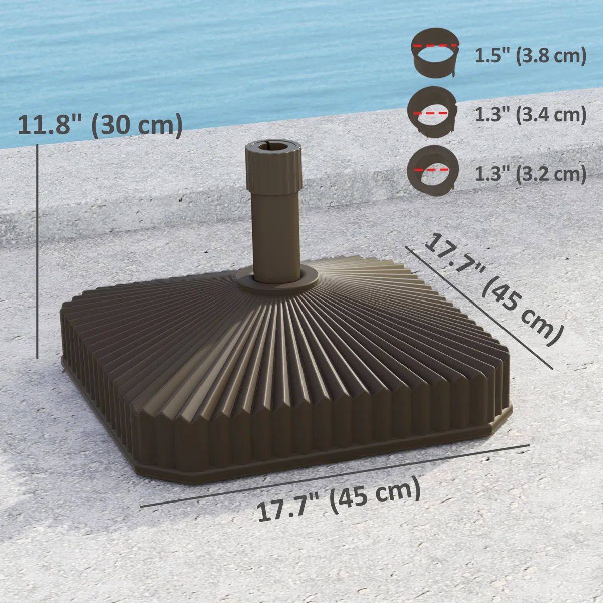 Fillable Patio Umbrella Base Stand, Brown
