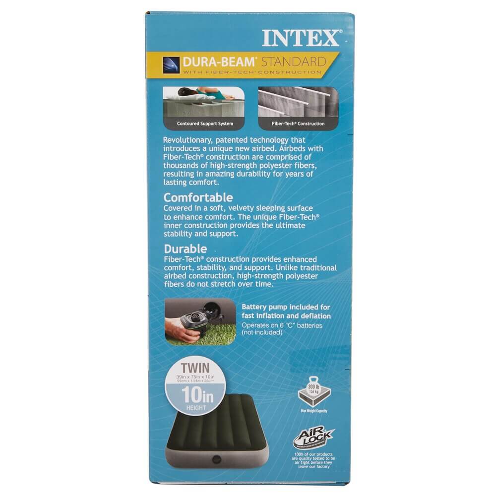 Intex Twin Dura-Beam Prestige Downy Air Mattress with Air Pump