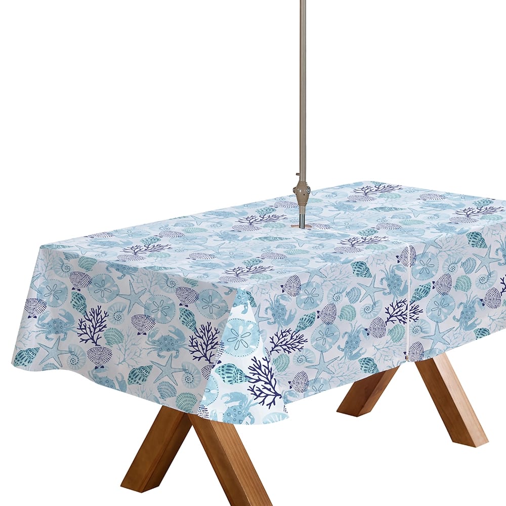 Summer Zipper Vinyl Tablecloth with Flannel Backing