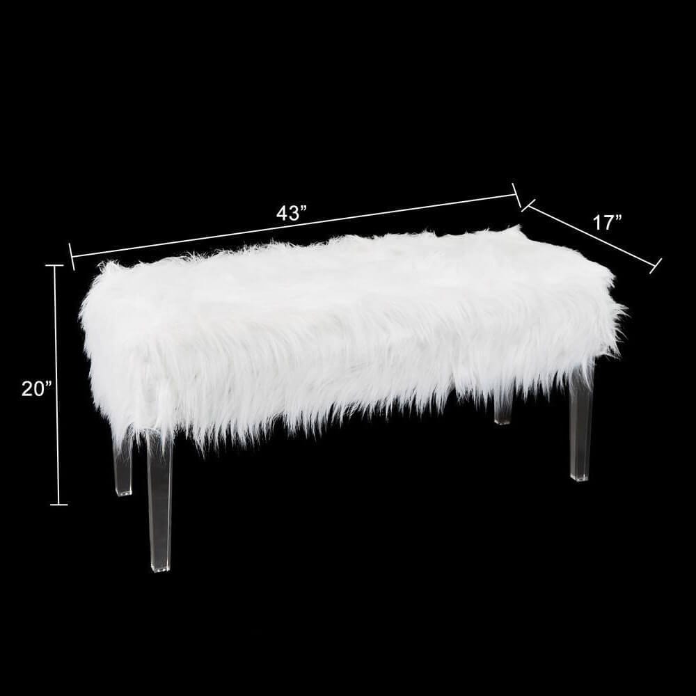 Vanessa Faux Fur Storage Bench, White