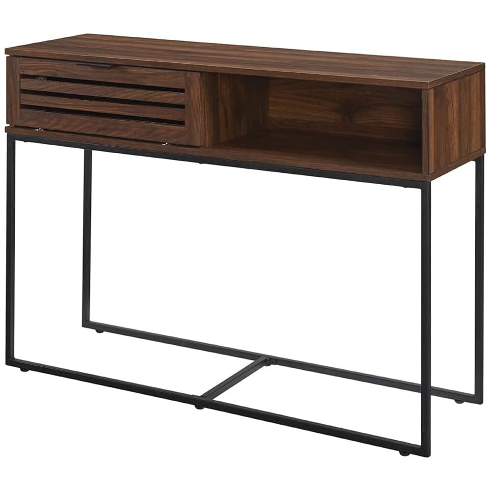 Walker Edison Modern Slatted Entryway Accent Table, Dark Walnut