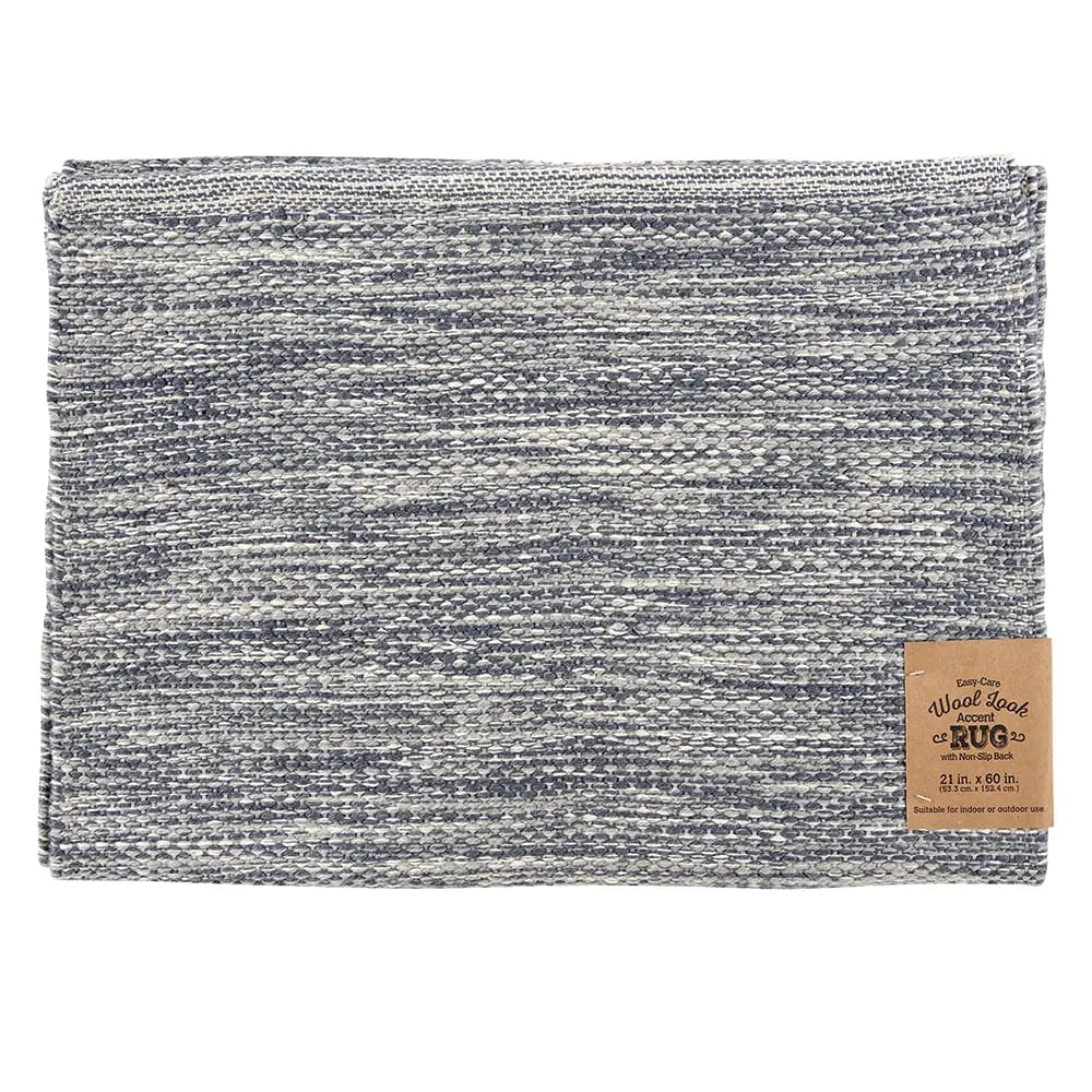 Wool Look Easy-Care Indoor/Outdoor Accent Rug, 21" x 60"