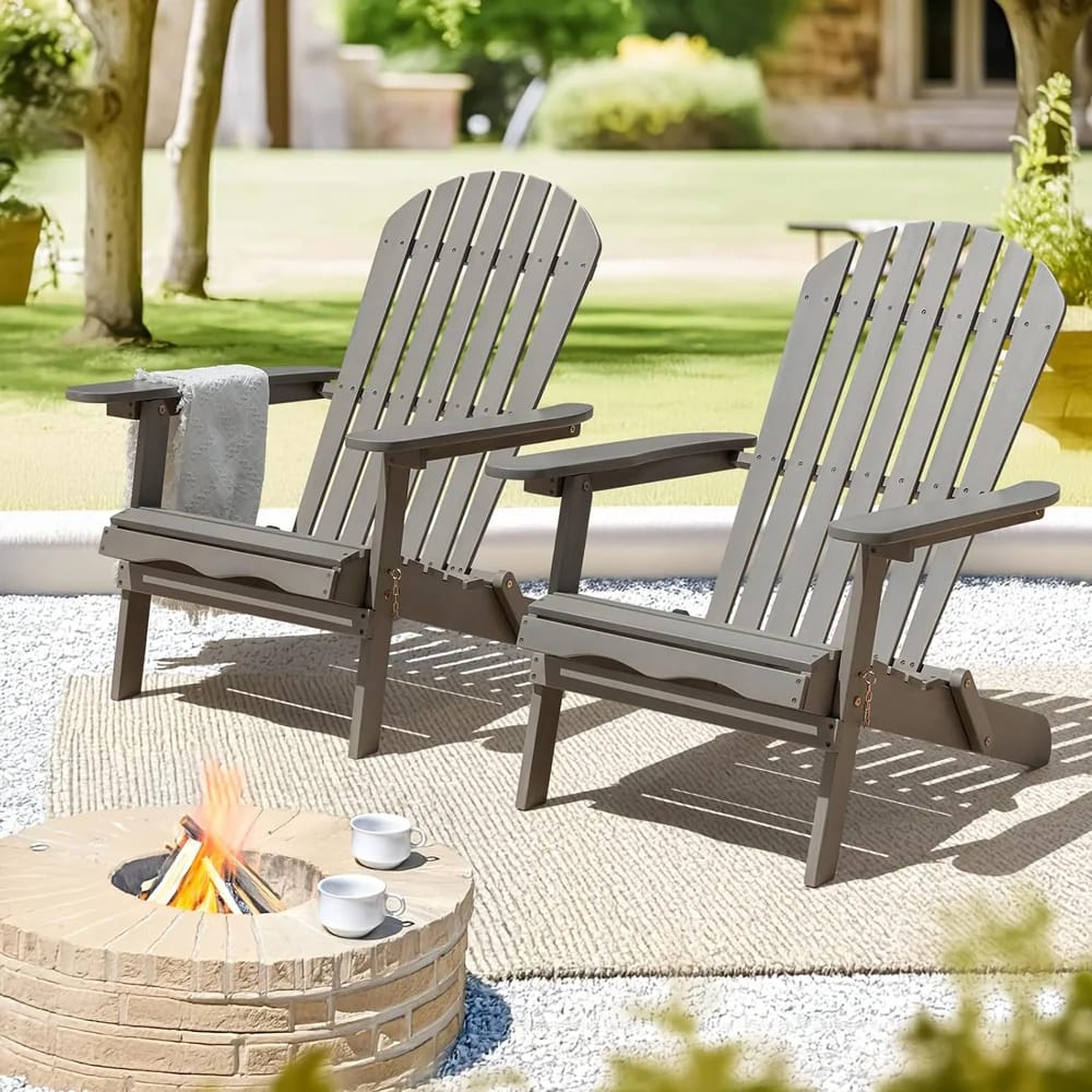 Idzo Outdoor Adirondack Chairs, 2-Piece, Gray