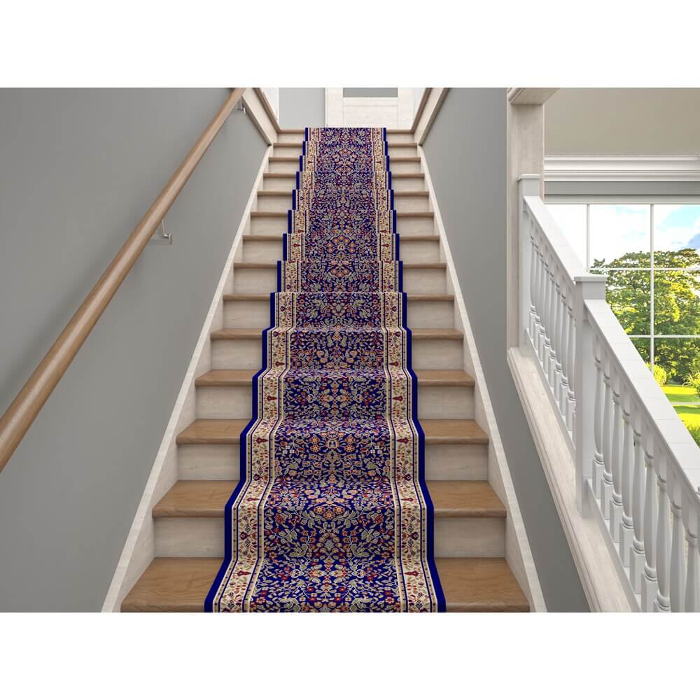 Avalon 26"x25' Stair Runner, Sarouk Navy