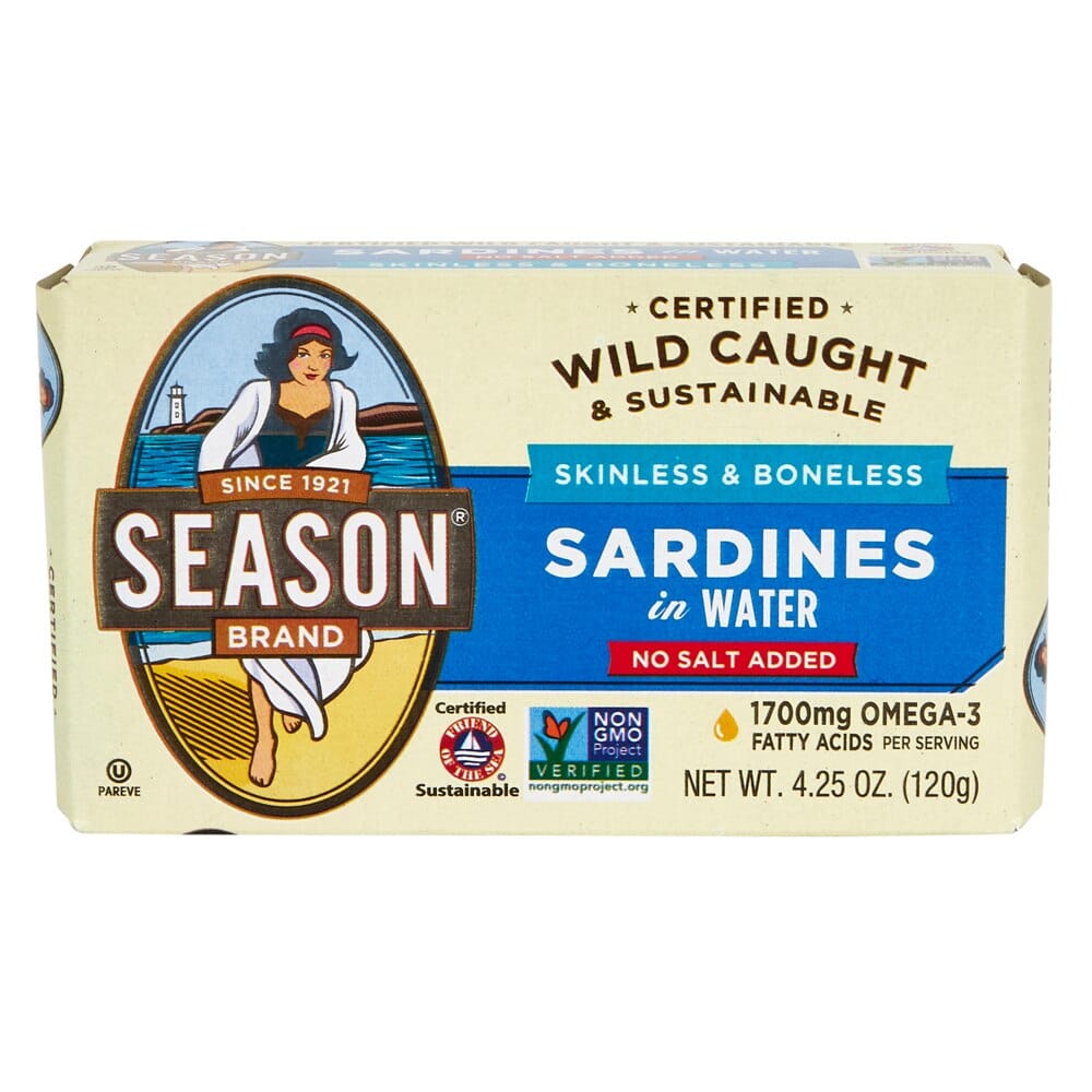 Season Brand Boneless & Skinless Sardines in Water, 4.25 oz