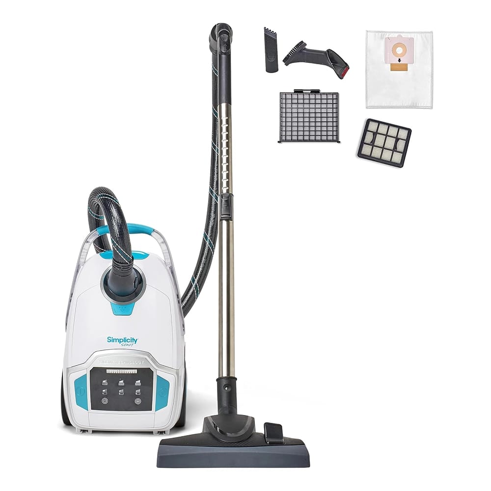 Simplicity Vacuums Scout Plus Canister Vacuum Cleaner, White