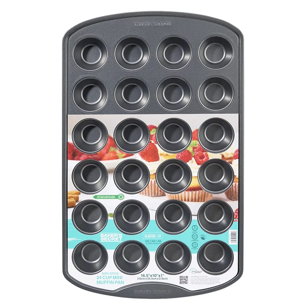 Baker's Secret Non-Stick Carbon Steel Mini Muffin Pan, 24 Cup