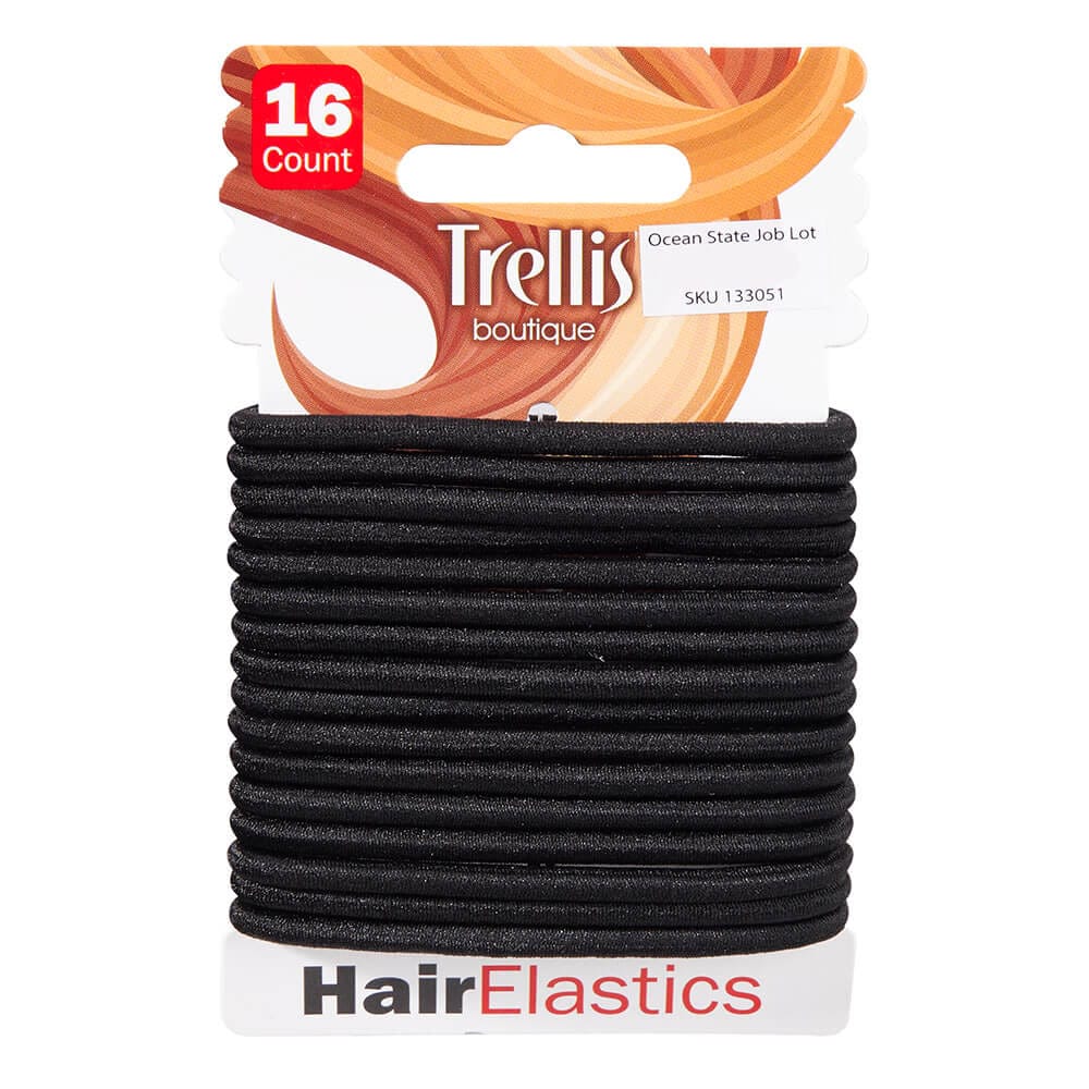 Trellis Boutique Black Hair Elastics, 16 Count