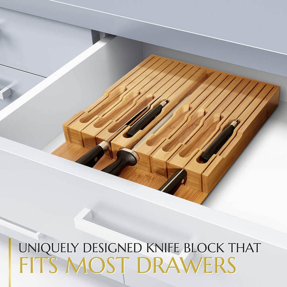 Signature Living 16-Slot Bamboo Drawer Knife Block