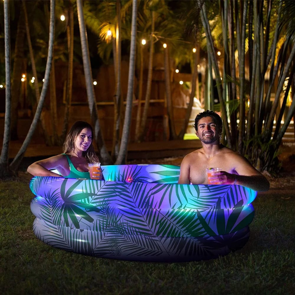 PoolCandy Inflatable LED Palm Pool with Bluetooth Speaker