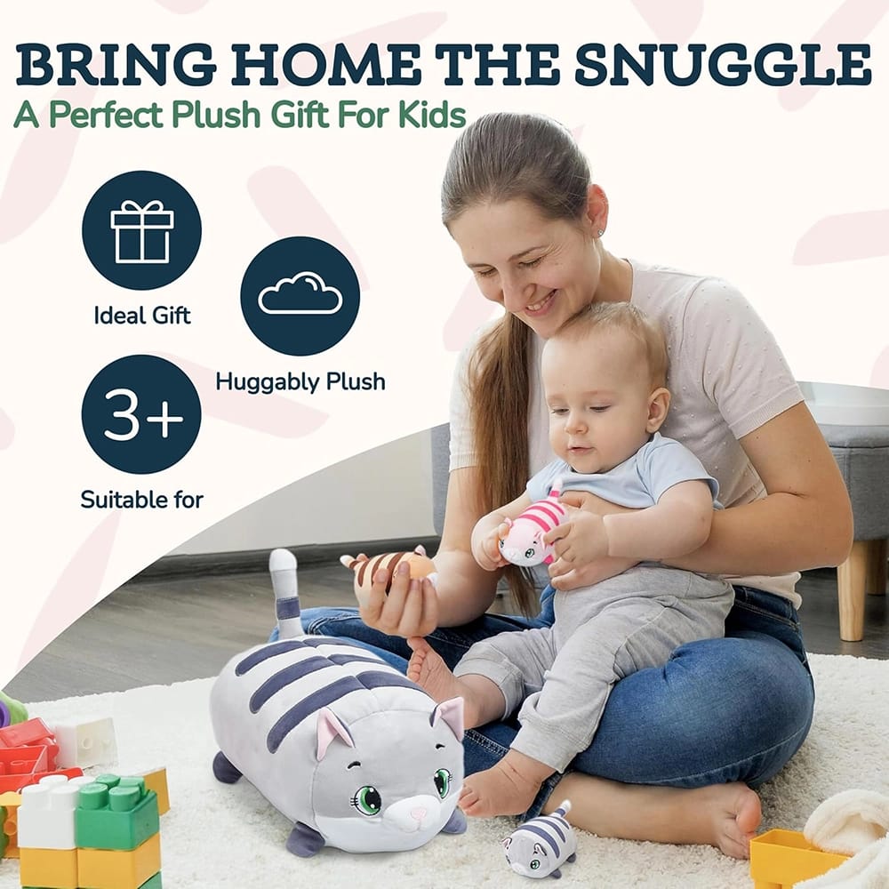 PixieCrush Cat with Kittens Plush Toy Set