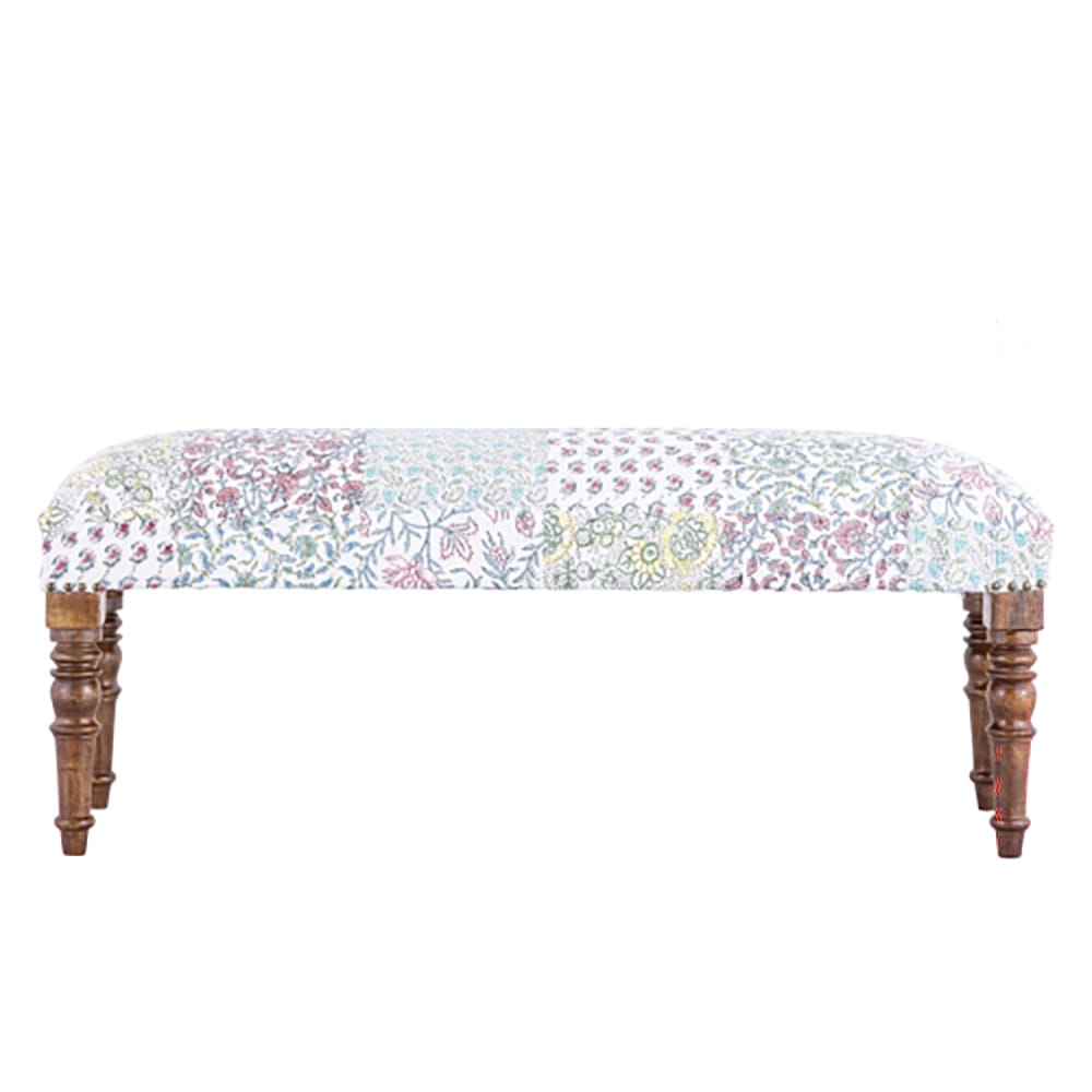 Albany Living Patchwork Print Bench, Blue/Green/Pink