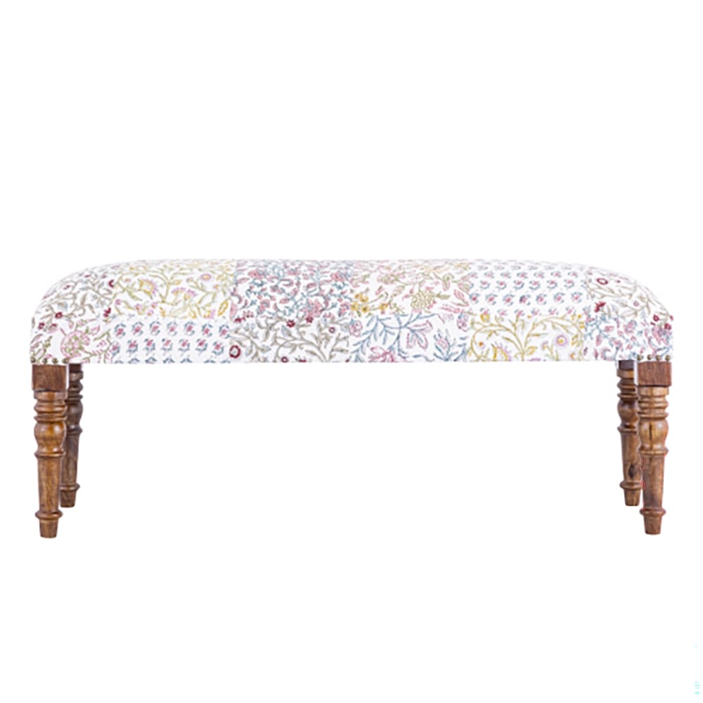Albany Living Patchwork Print Bench, Blue/Green/Pink