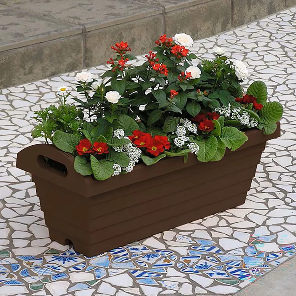 JEJ Astage 22" Rectangle Indoor/Outdoor Planter, Dark Brown