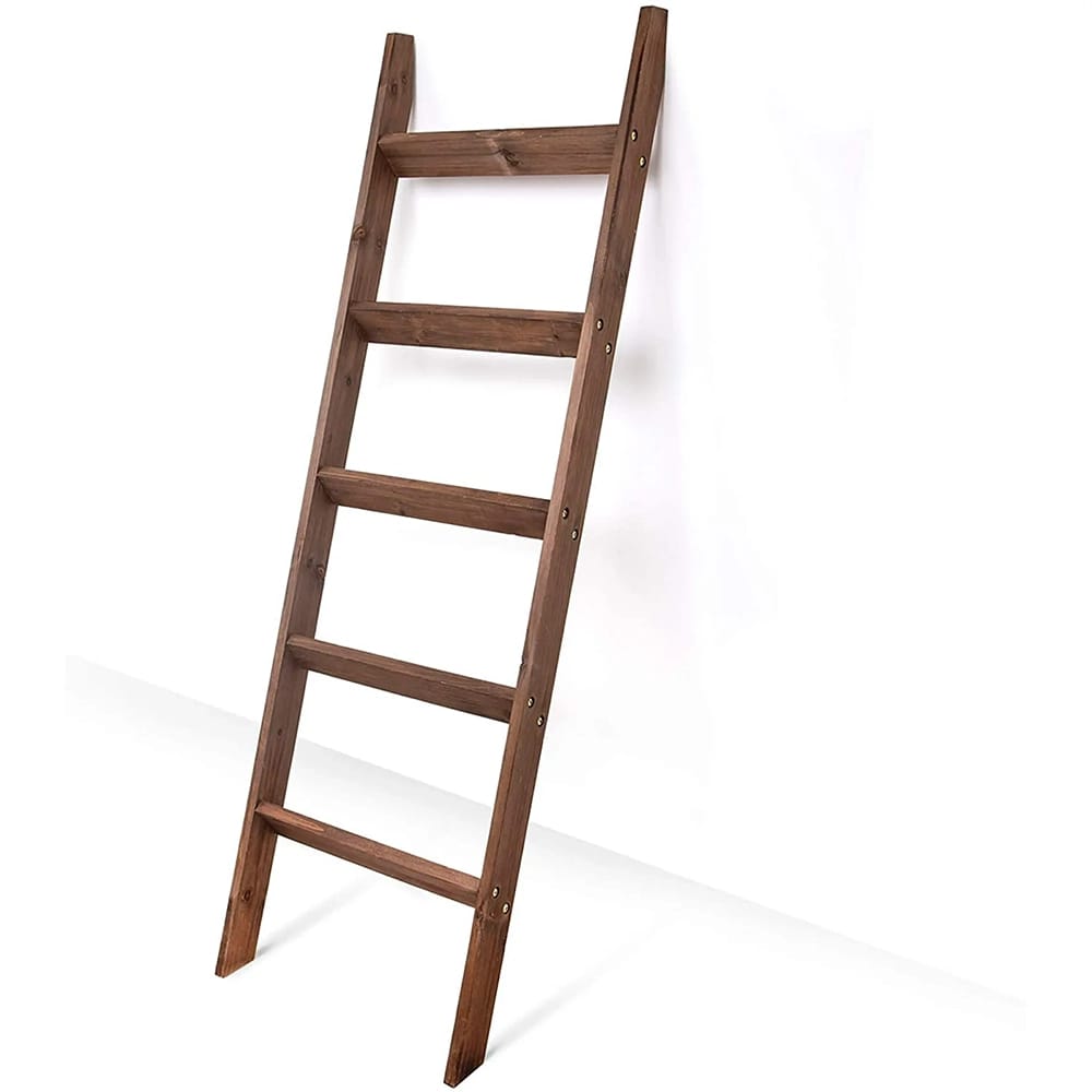 Hallops 5' Rustic Blanket Ladder, Brown