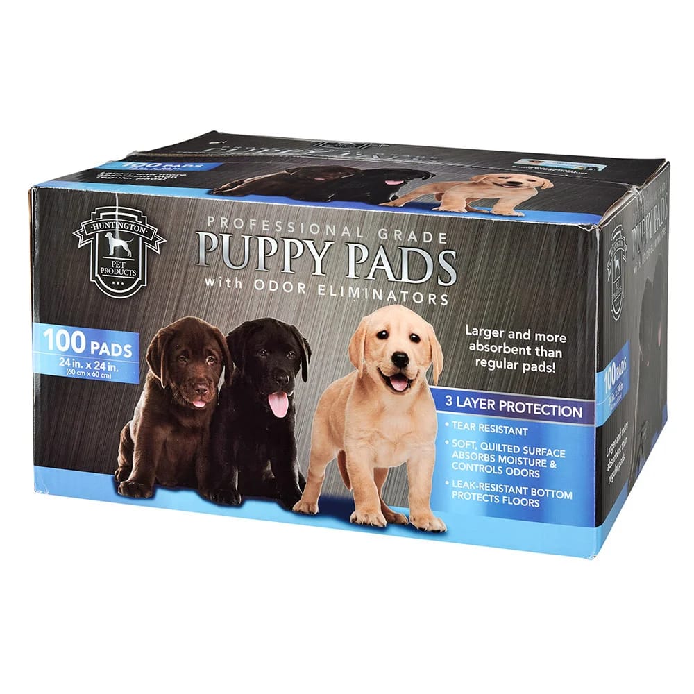 Huntington Pet Products Professional Grade 24" x 24" Puppy Pads with Odor Eliminators, 100 Count