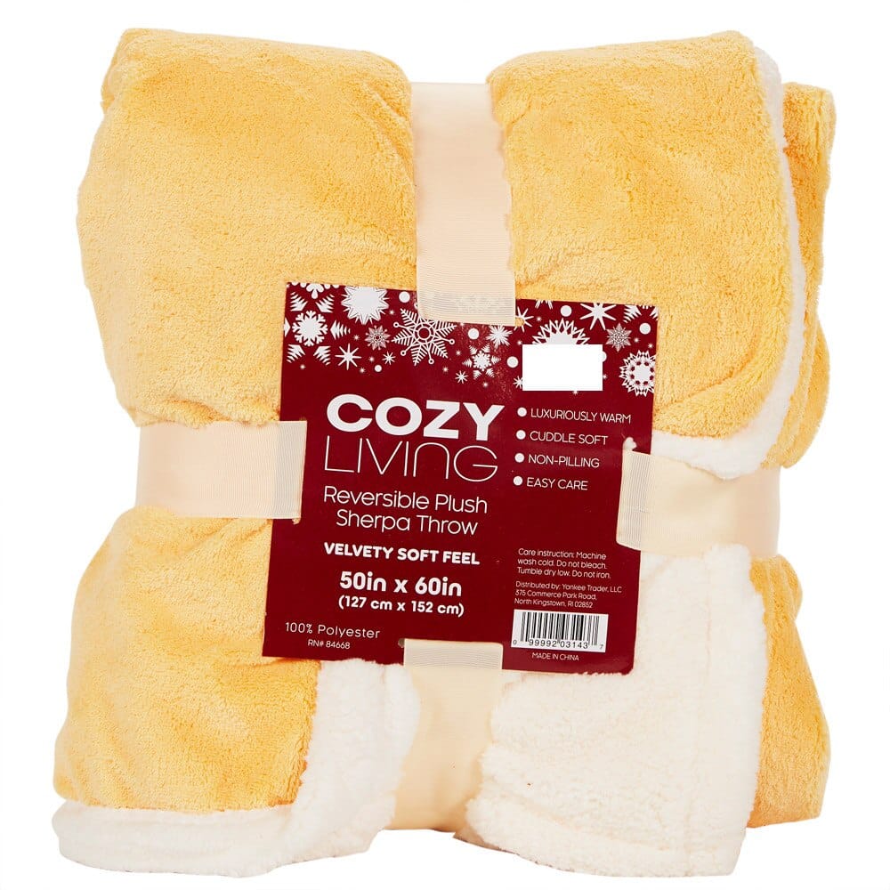 Cozy Living Plush Reversing to Sherpa Throw Blanket, 50" x 60"