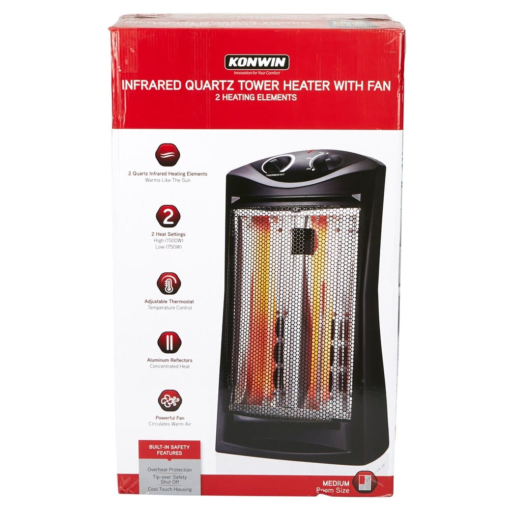 Konwin Infrared Quartz Tower Heater with Fan