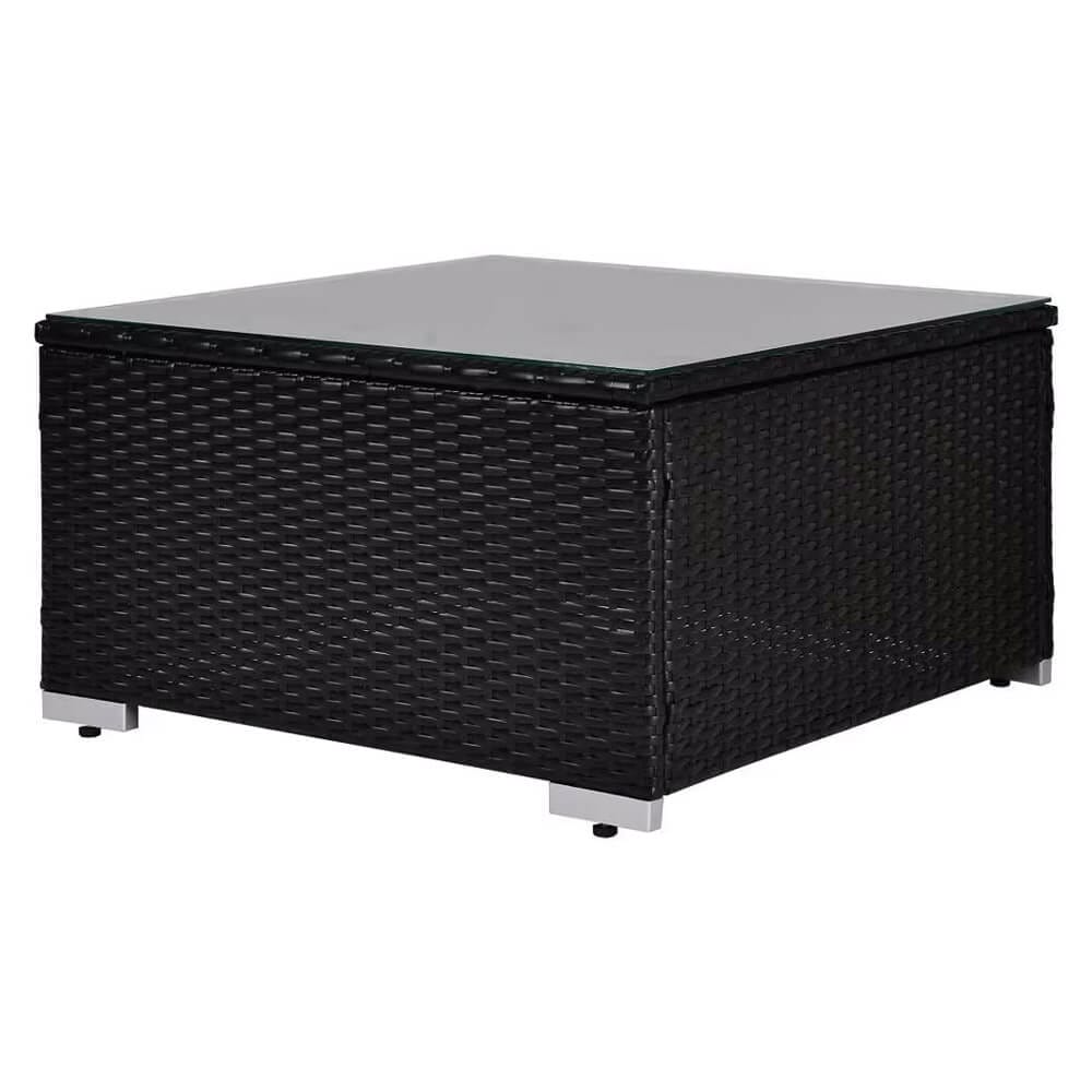 7-Piece Resin Wicker Patio Conversation Set, Espresso/Beige