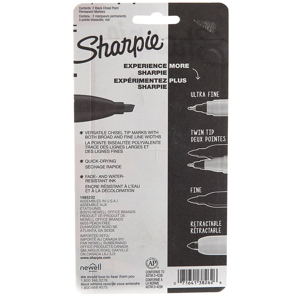 Sharpie Chisel Permanent Marker, 2 Count