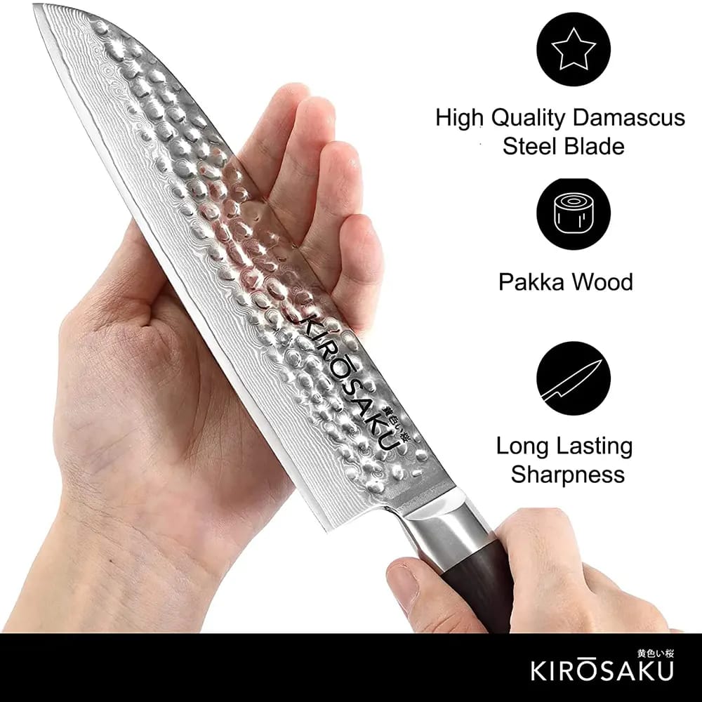 Kirosaku Damascus 7" Santoku Knife
