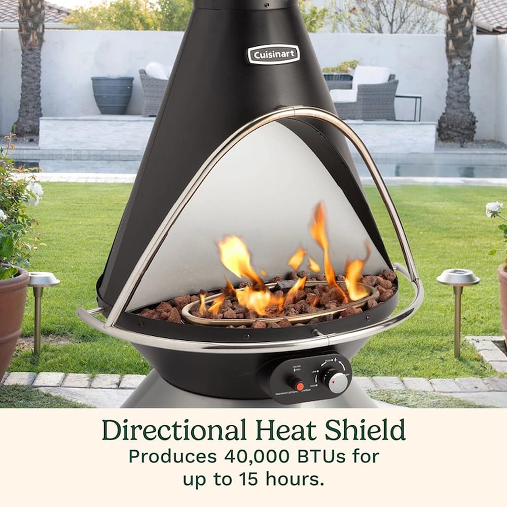 Cuisinart Chimenea Propane Fire Pit, 40,000 BTU, Black