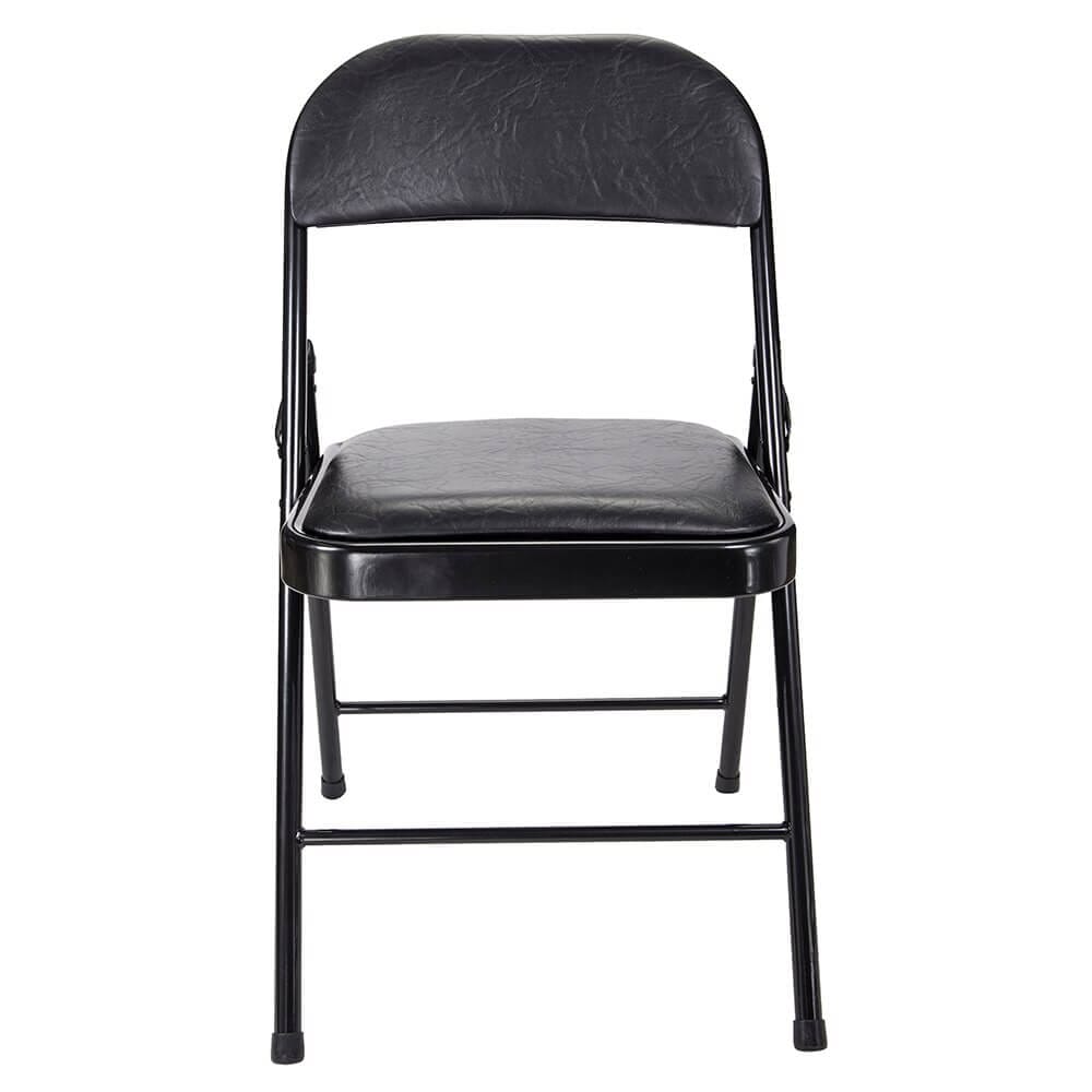 Padded Metal Folding Chair, Black