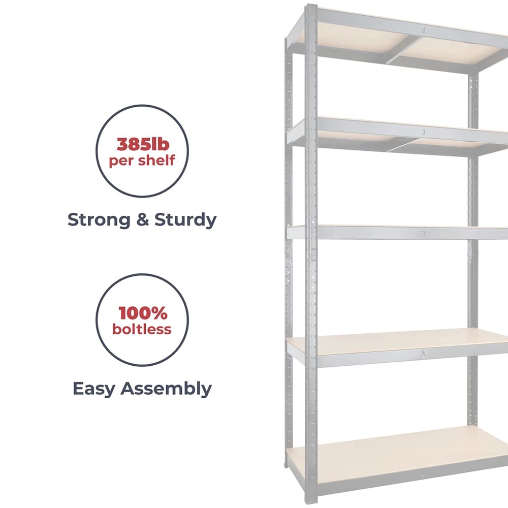 G-Rack 5-Tier Garage Shelving Unit, 47" x 17.7" x 71", Black