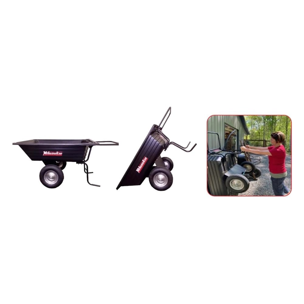Precision Milwaukee 400 LB Poly Garden Cart, 10 Cu. Ft. Capacity, Black