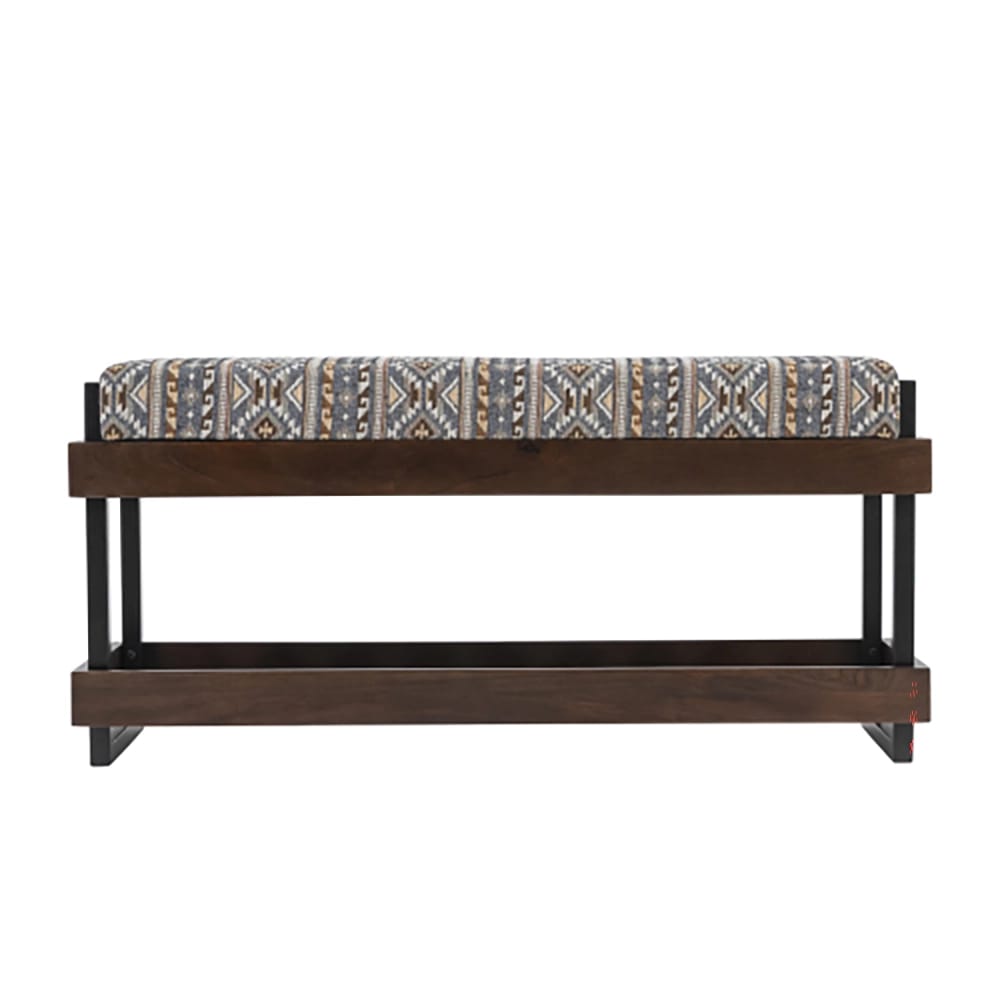 Albany Living Upholstered Bench with Wooden Shoe Rack, Gray