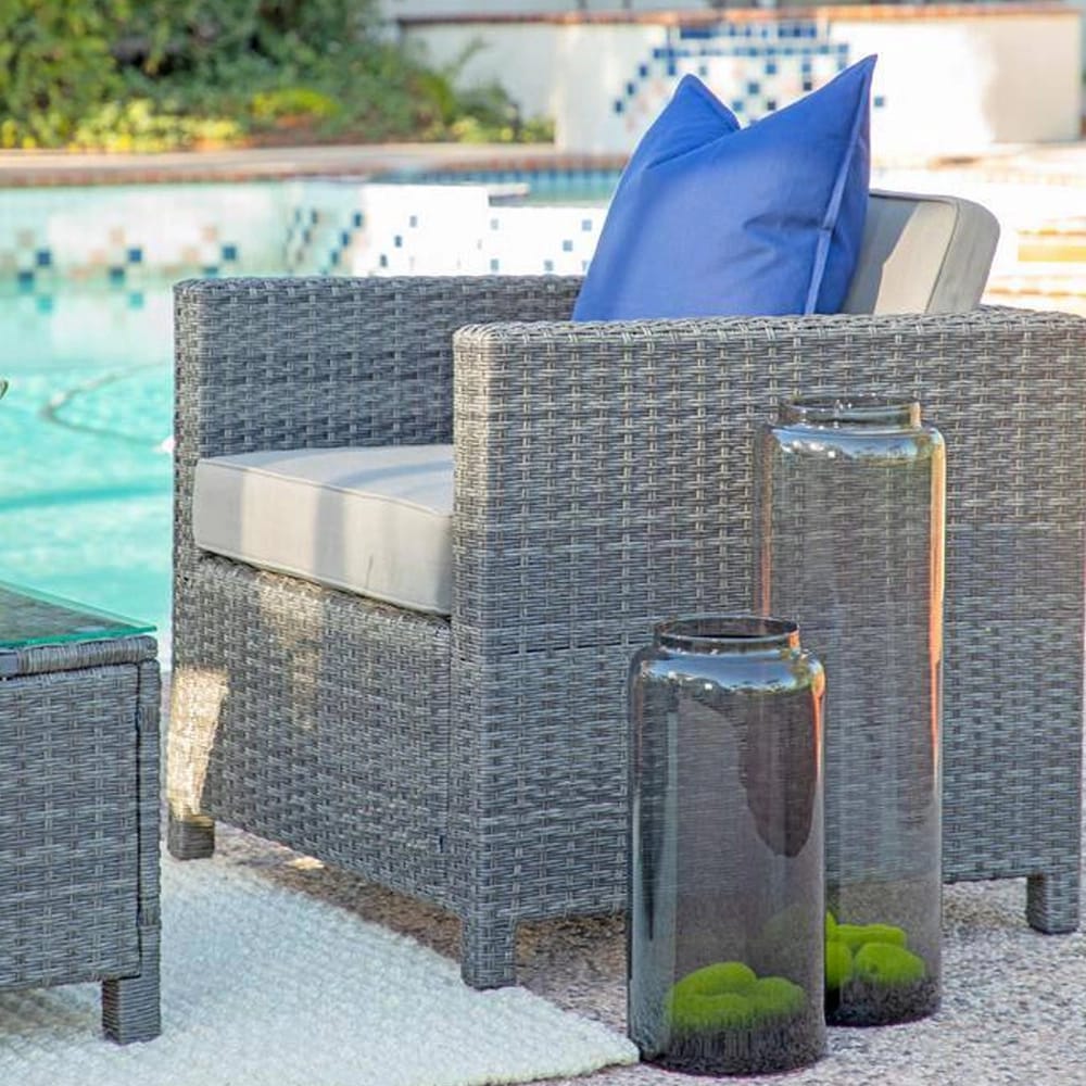 Resin Wicker 4-Piece Chat Set, Dark Gray/Gray