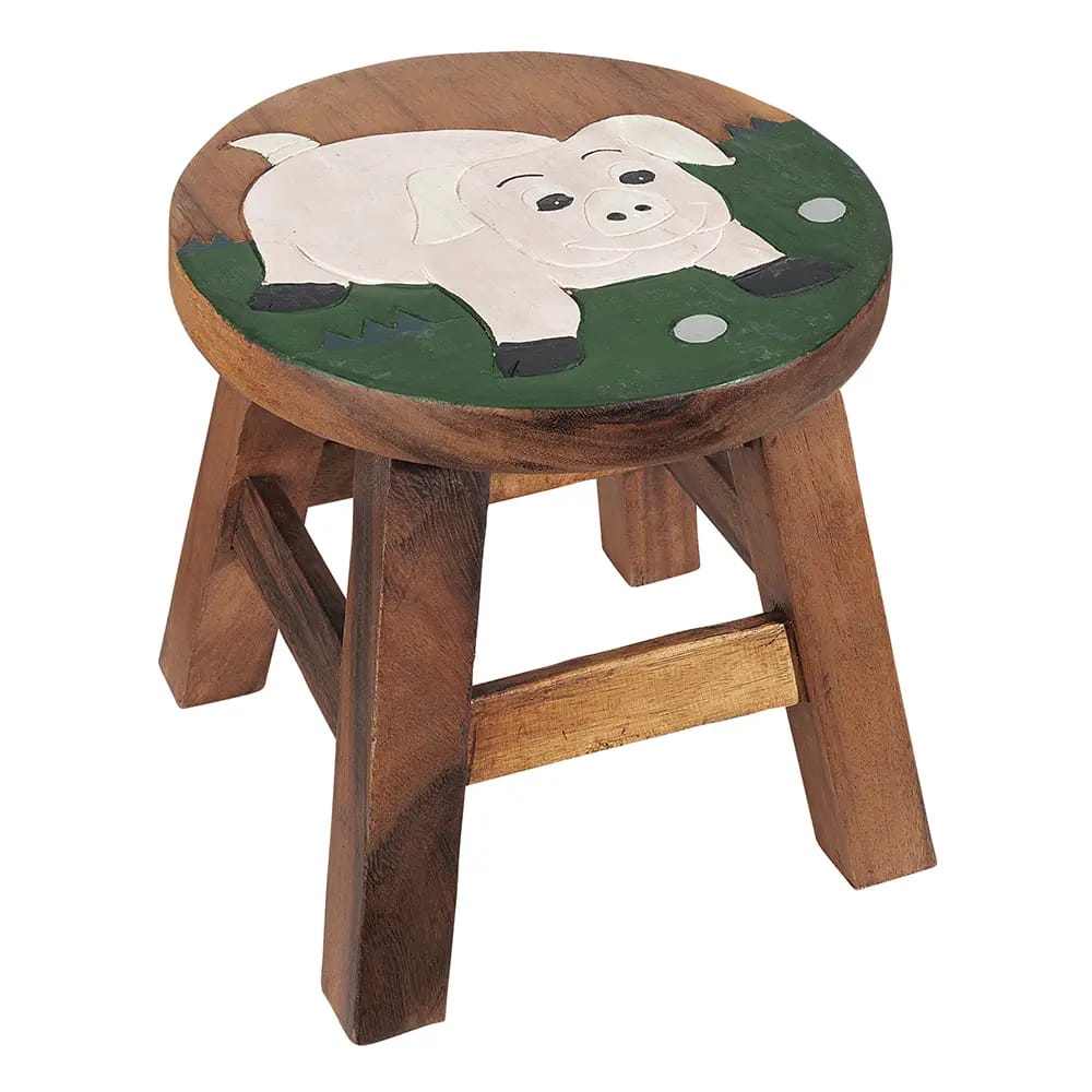 Hand Carved Kids Stool, 4-Pack