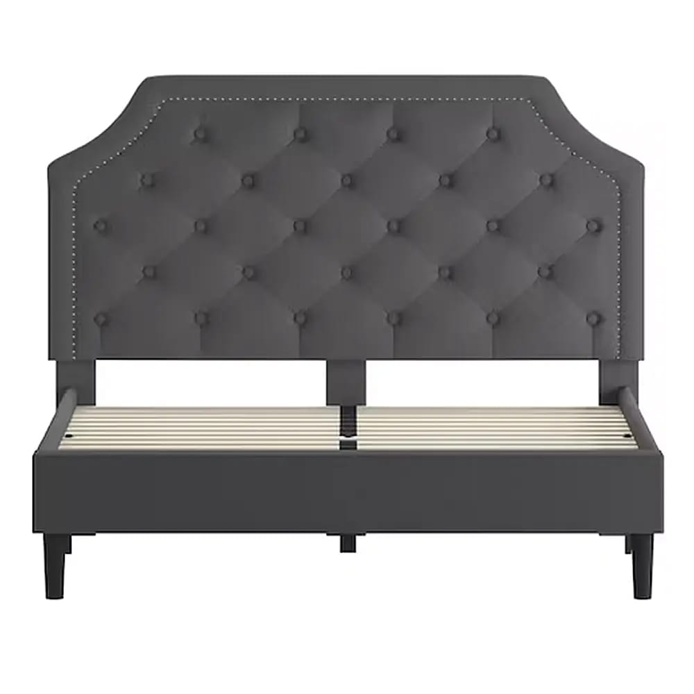 Brighton Arched Tufted Upholstered Platform Bed, Queen, Dark Gray