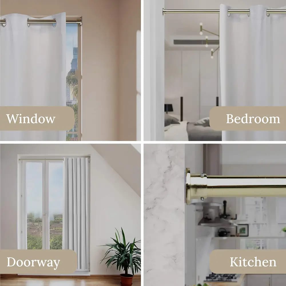 Room/Dividers/Now Tension Curtain Rod, 80"-120", Gold