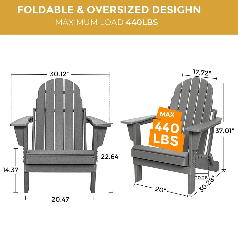 Folding Adirondack Chair, Gray