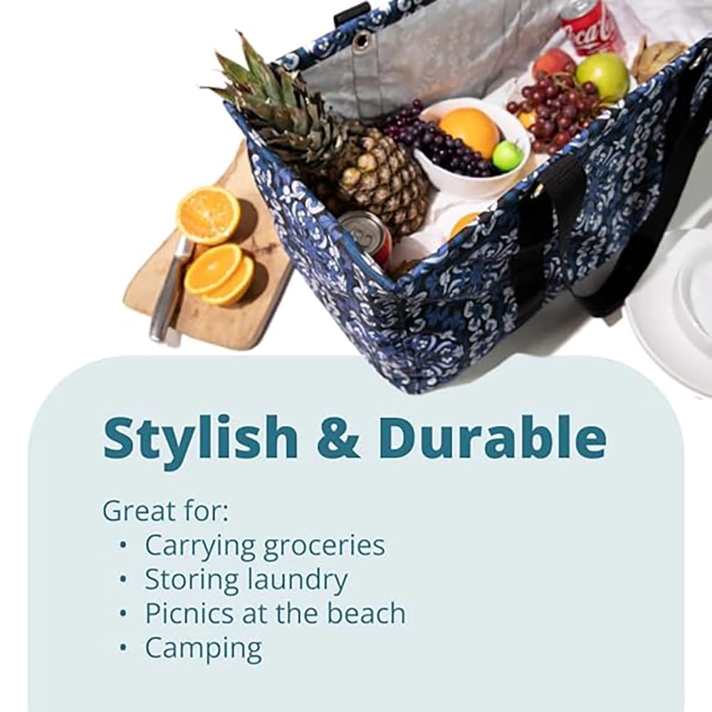 VP Home Reusable Tote Bag, Blue/Multicolor