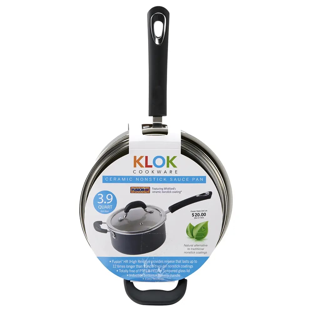 Klok Ceramic Nonstick Sauce Pan, 3.9 Qt